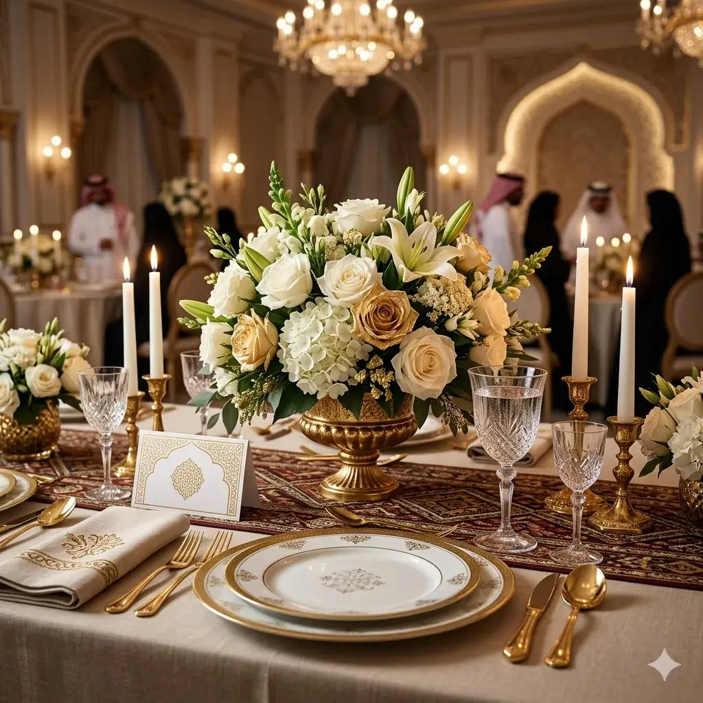Cultural gala décor with traditional Saudi styling for a National Day celebration