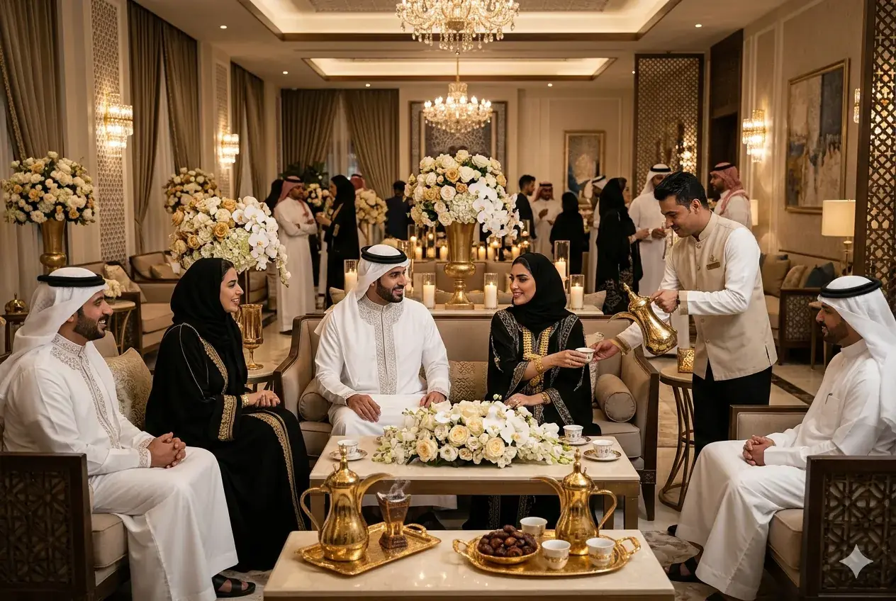 Luxury VIP majlis lounge setup for an exclusive private event in Saudi Arabia
