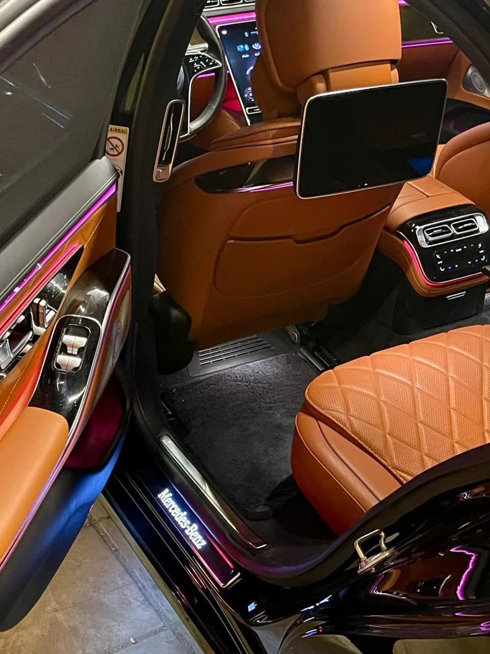 Rear cabin of a luxury executive sedan