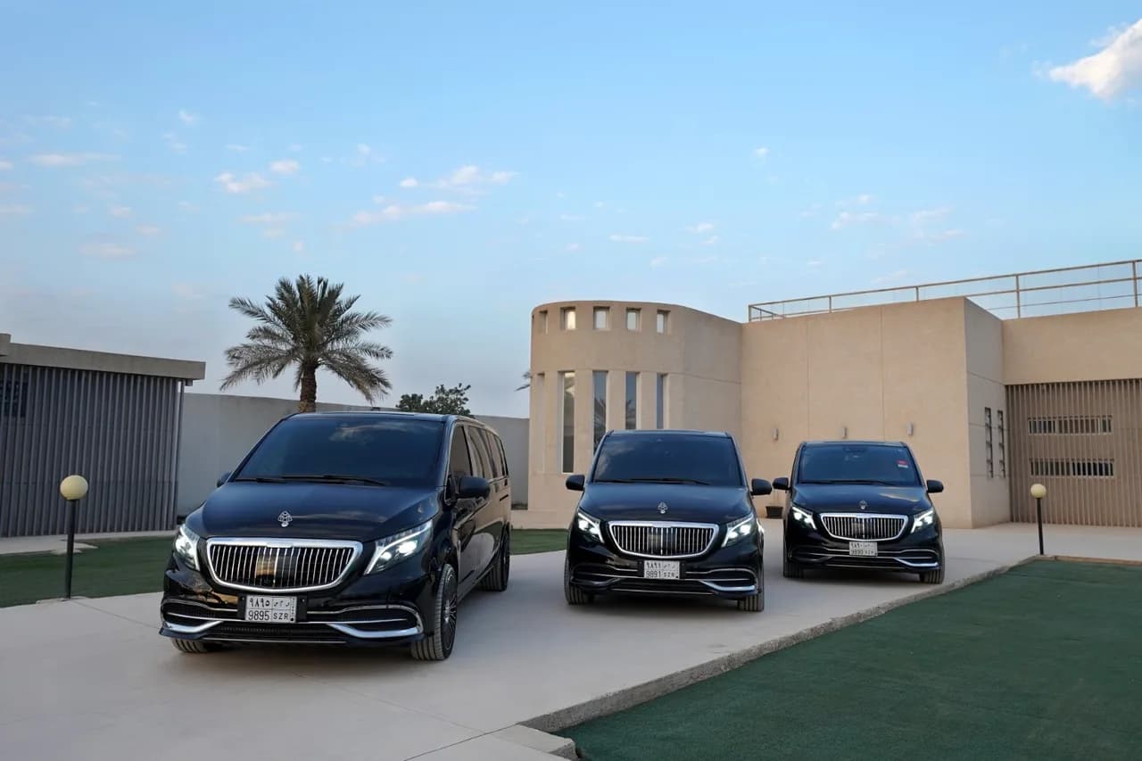 Line-up of premium passenger vans